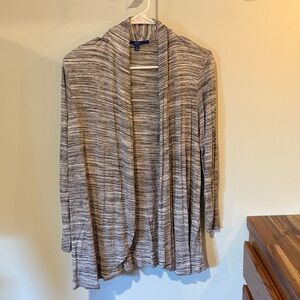 Apt. 9 Black, Gray and White Striped Cardigan - Lightweight- Size Medium
